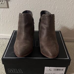 MIA Dark Brown Ankle Booties with Stud Accents
